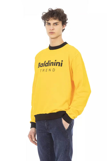 Radiant Yellow Cotton Hoodie with Logo Accent